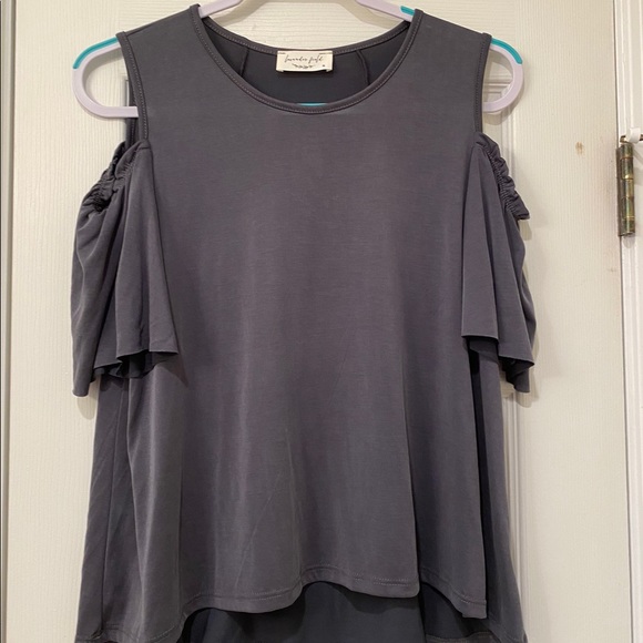 lavender field Tops - Cold shoulder flutter sleeve
